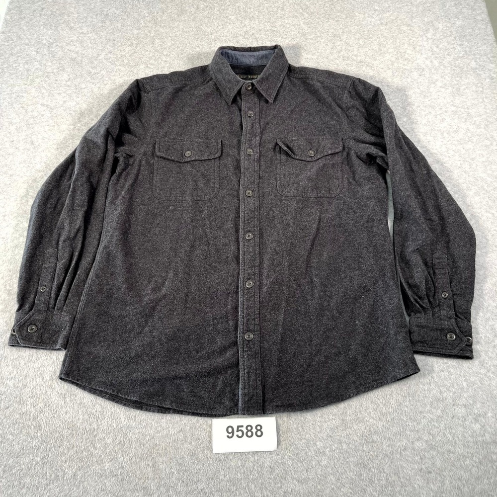 Grizzly Mountain Flannel Shirt Mens Large‎ Gray Cotton Collared Button Up Casual